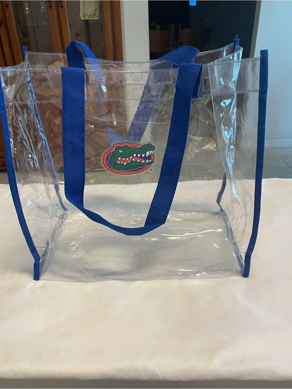 Clear Tote Bag with Blue Trim and Florida Gators Patch